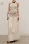 SWAYING/KNIT contrasting piping camisole SW23SS1T02 beige gray PS84